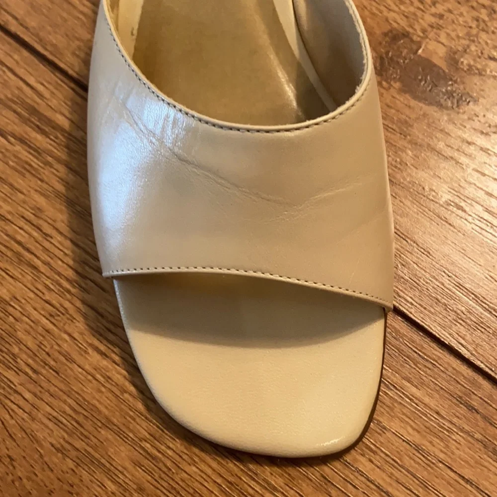 Cream Slide with Chunky Heels